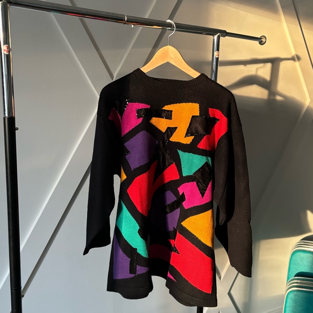 Vintage colourful Abstract Sweater size 2x